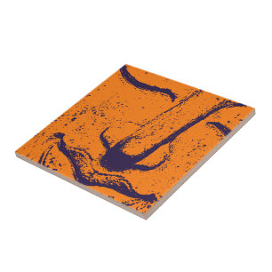 Azulejo Buddha Face Zen Harmony Buddhahood Naranja