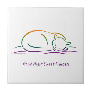 Azulejo Buenas noches dulce princesa (gato)