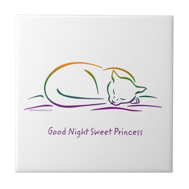 Azulejo Buenas noches dulce princesa (gato) (Frente)