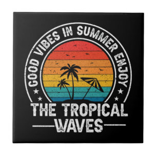 Azulejo Buenas Vibraciones Verano Olas Tropicales