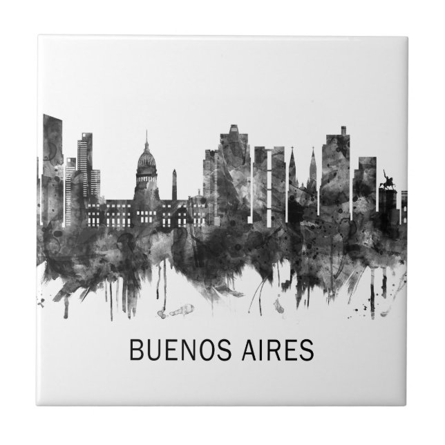 Azulejo Buenos Aires Argentina Skyline BW (Frente)