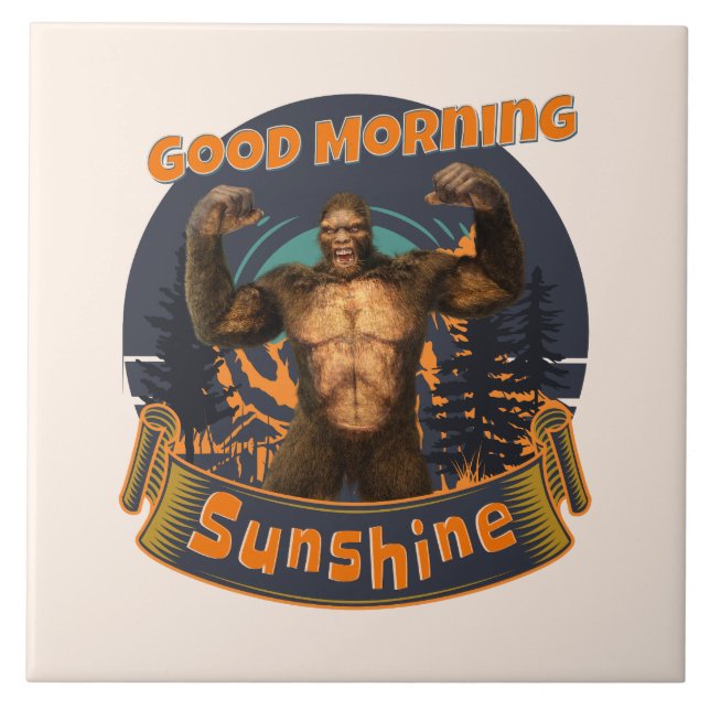 Azulejo Buenos Días Sol Funny Bigfoot (Frente)