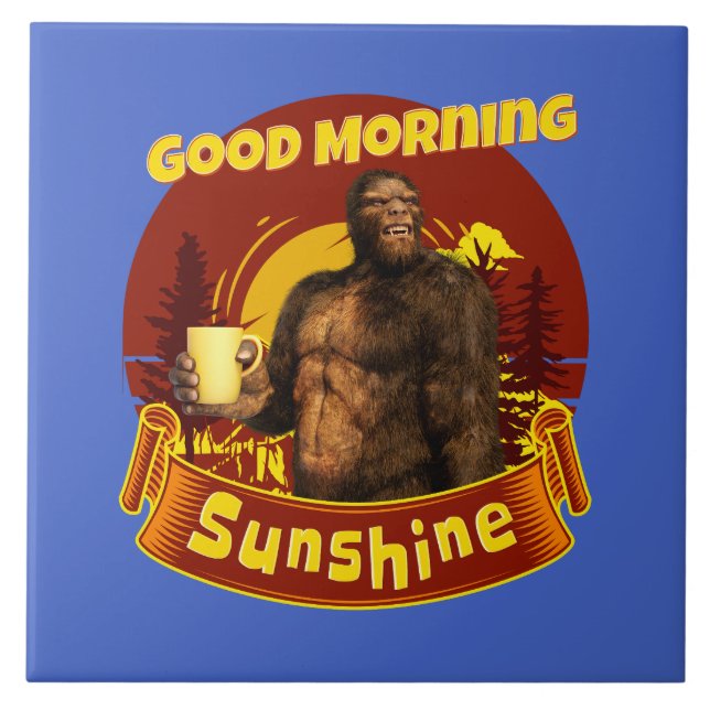 Azulejo Buenos días Sunshine Funny Bigfoot (Frente)