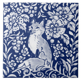 Azulejo Buey de la Marina de Cobalto Blue Woodland Animal 