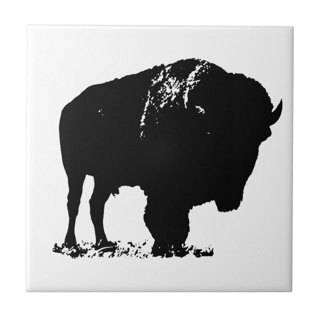 Azulejo Búfalo de Bison Black & White Pop Art (Frente)