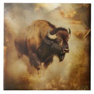 Azulejo Búfalo Majestuoso, Bison Tile, Trivet
