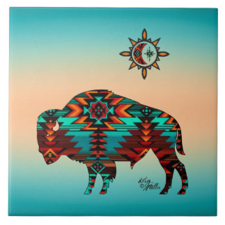 Azulejo Búfalo Y Sol Del Suroeste