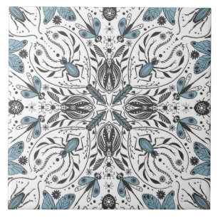 Azulejo Bugs, negro y azul