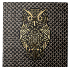 Azulejo Búho Art Déco de oro