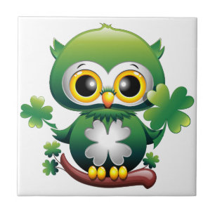 Azulejo Búho Bebé Lindo St Patrick Dibujo Animado
