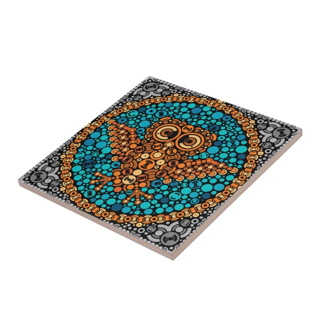 Azulejo Búho inalámbrico, prueba de la opinión de color, (Lado)