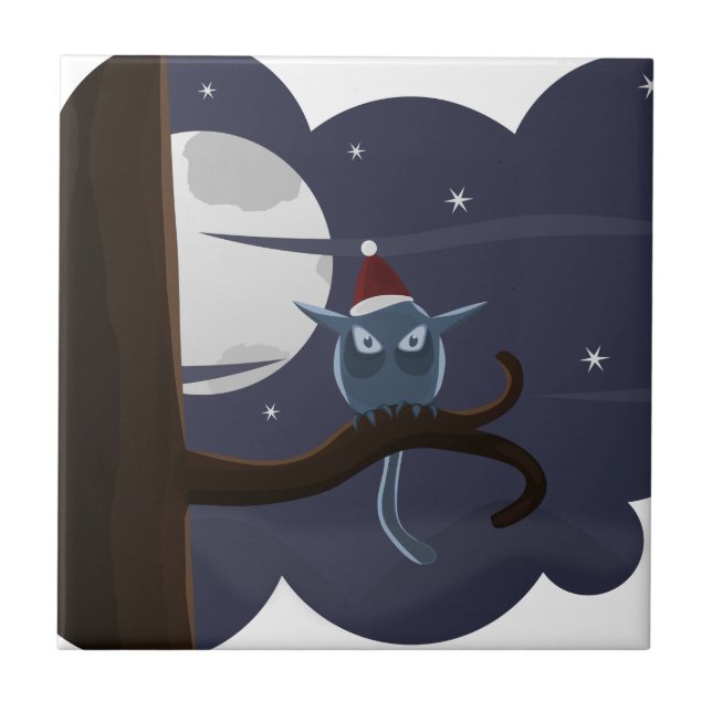Azulejo búho navidad temible (Frente)