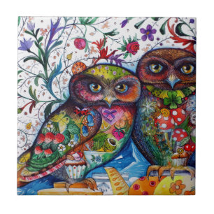 Azulejo Búhos medievales 1
