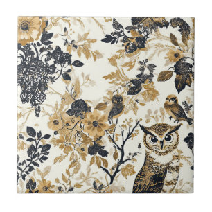 Azulejo Búhos Vintage y Patrón Botánico Floral (7)
