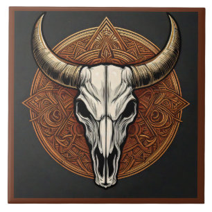 Azulejo Bull Skull