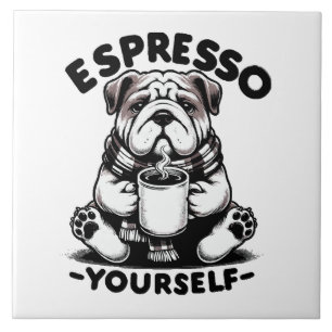 Azulejo Bulldog con Espresso Caliente
