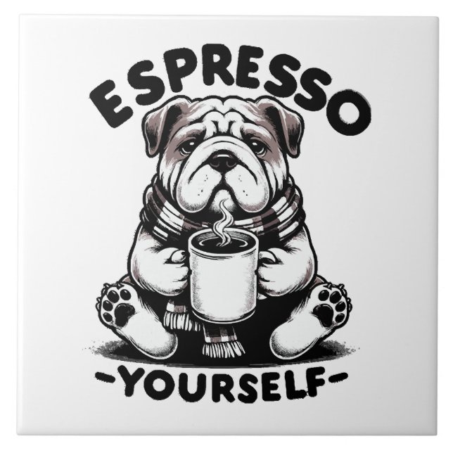 Azulejo Bulldog con Espresso Caliente (Frente)