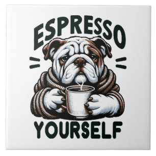 Azulejo Bulldog de Espresso Caliente - Café Acogedor
