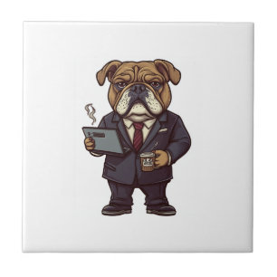 Azulejo Bulldog de Negocios - Perro Divertido de Oficina