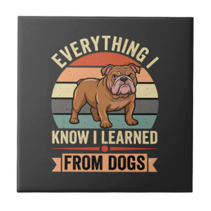 Azulejo Bulldog Divertido Todo Lo Que Aprendí De Los Perro