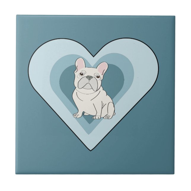 Azulejo Bulldog Francés Blanco (Frente)
