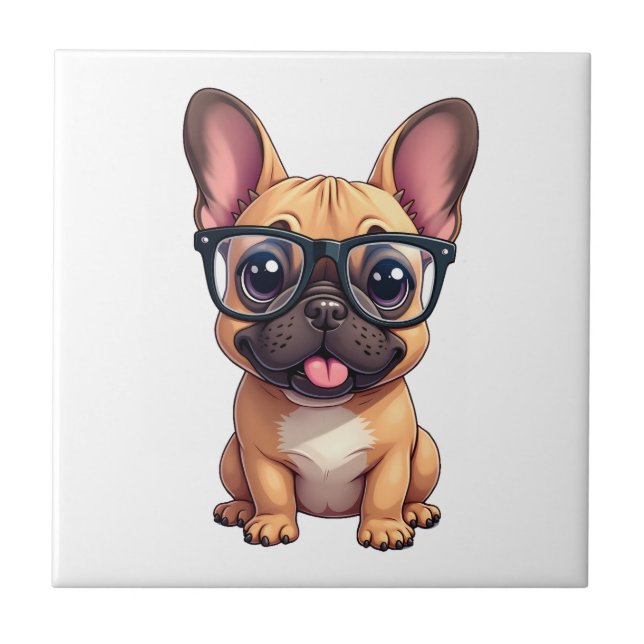 Azulejo Bulldog Francés con Gafas (Frente)