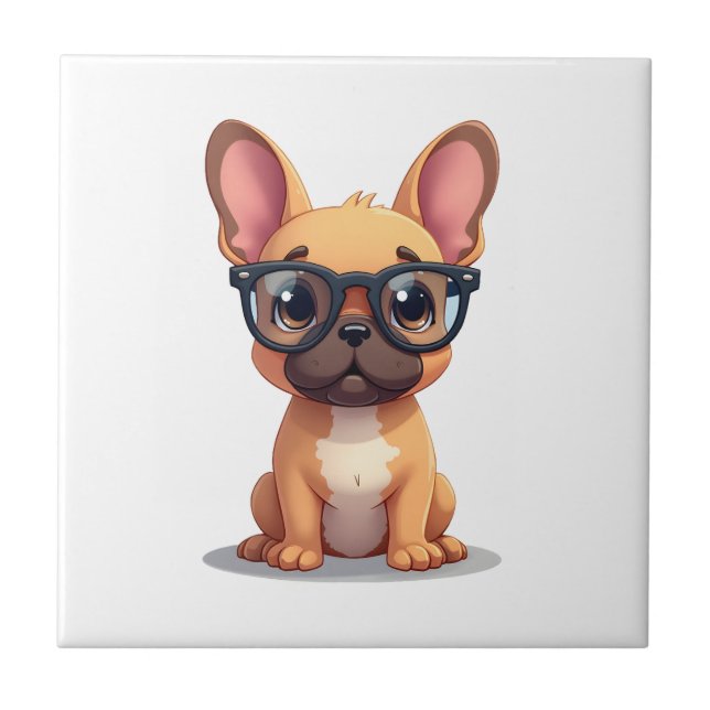 Azulejo Bulldog Francés con Gafas Copia (Frente)
