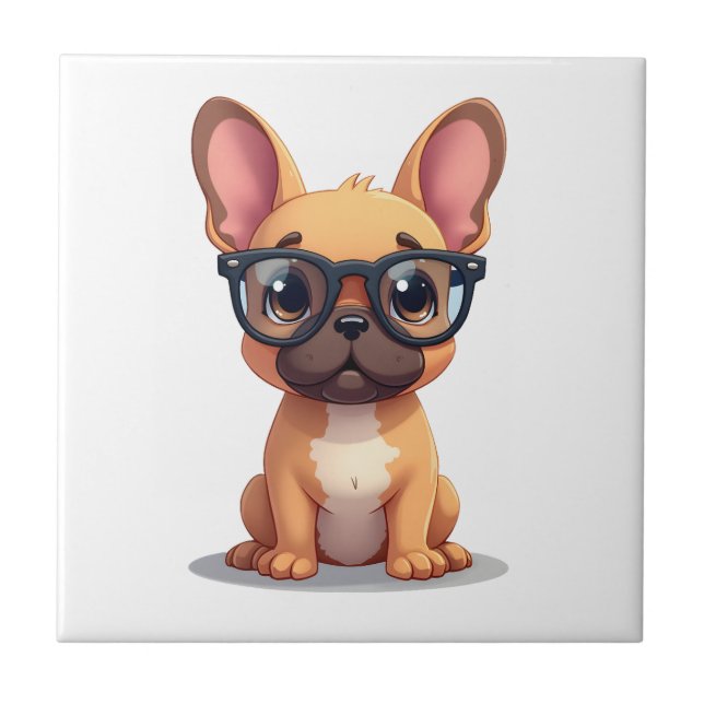 Azulejo Bulldog Francés con gafas copia (Frente)