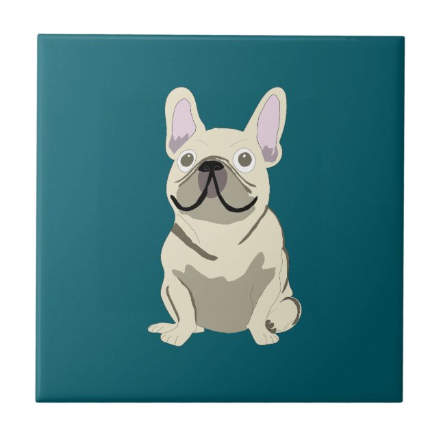 Azulejo Bulldog Francés Crema (Frente)