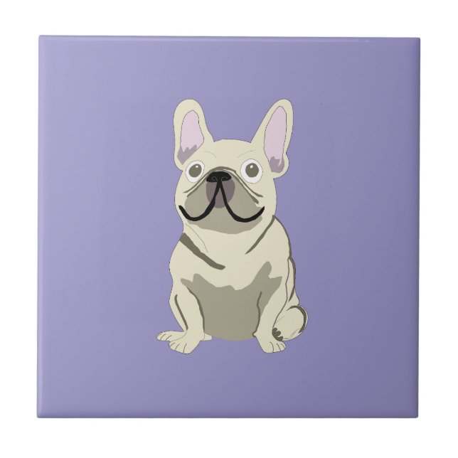Azulejo Bulldog Francés Crema,  (Frente)