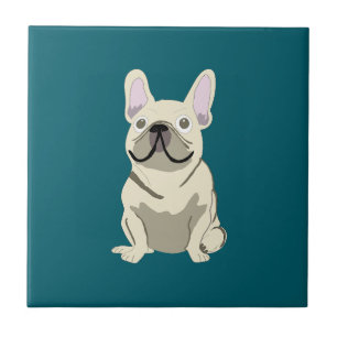 Azulejo Bulldog Francés Crema, Amo a mi Perro