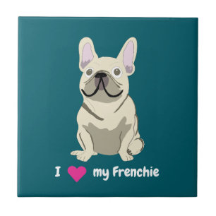 Azulejo Bulldog Francés Crema, Amo a mi Perro