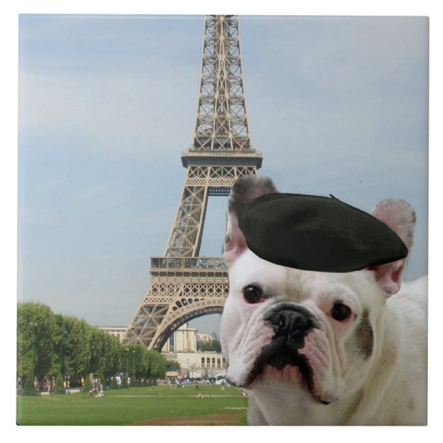 Azulejo Bulldog francés en París (Frente)