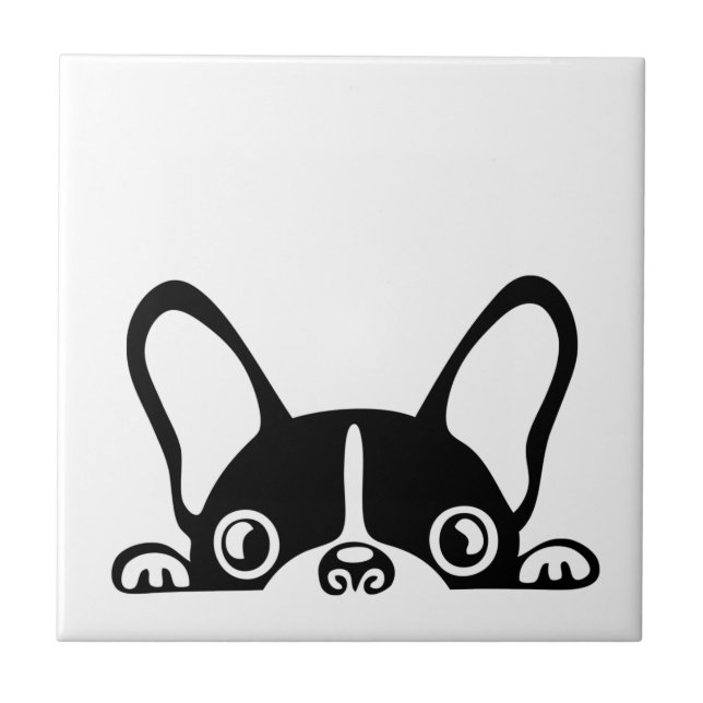 Azulejo Bulldog francés Peeking (Frente)