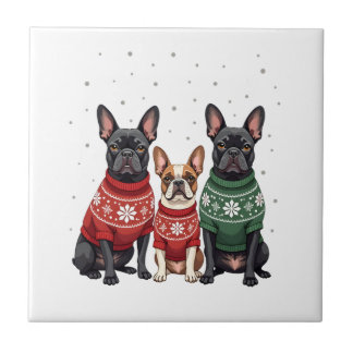 Azulejo Bulldogs Franceses Navidad Frenchie Perro 2