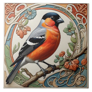 Azulejo Bullfinch - mosaico cerámico Art Nouveau
