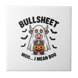 Azulejo BULLSHEET Halloween Vaca Linda en Fantasma