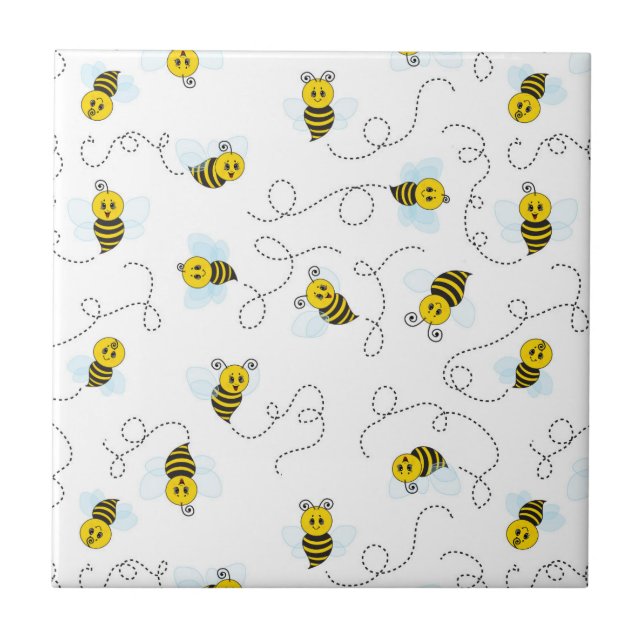 Azulejo Bumblebee Flying Yellow Black Bumble Bee (Frente)