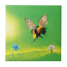 Azulejo Bumblebee volando sobre el prado