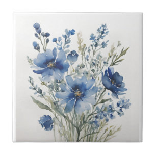 Azulejo Bunch of Flowers Elegant Watercolor