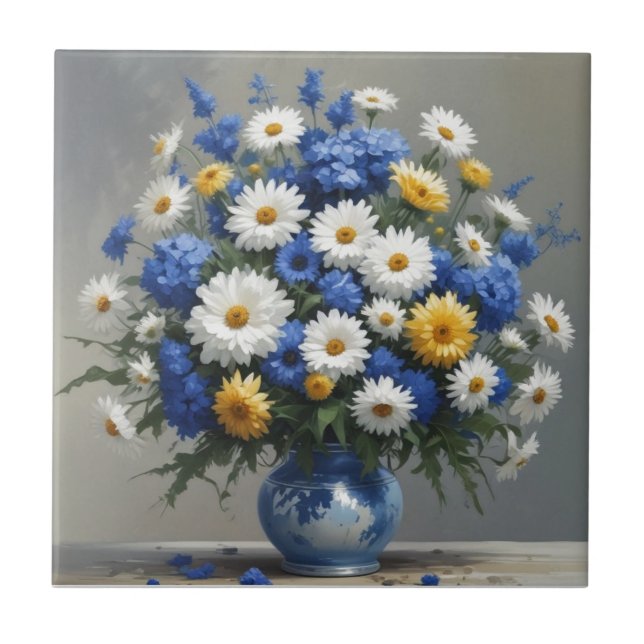 Azulejo Bunch of Flowers Elegant Watercolor (Frente)