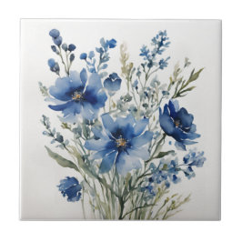 Azulejo Bunch of Flowers Elegant Watercolor