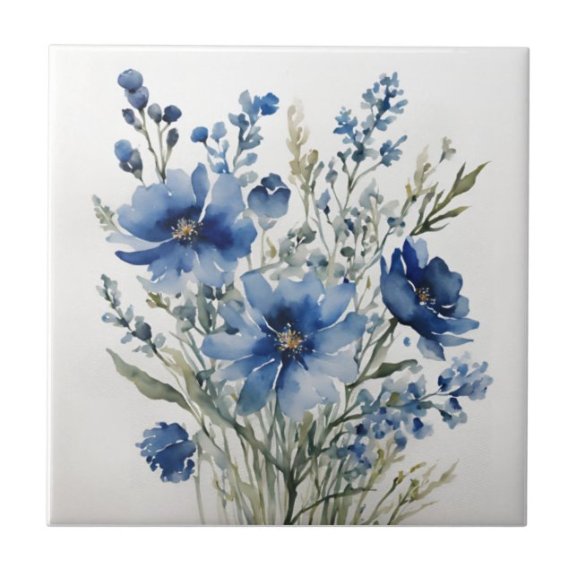 Azulejo Bunch of Flowers Elegant Watercolor (Frente)