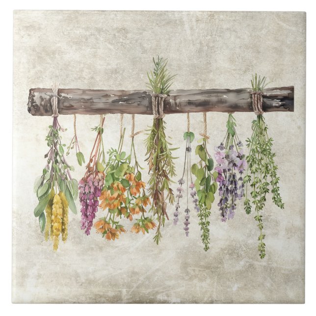 Azulejo Bunches of Dried Rustic Wildflowers  (Frente)