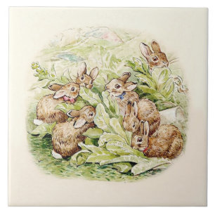 Azulejo Bunnies in the Lettuce Patch por Beatrix Potter
