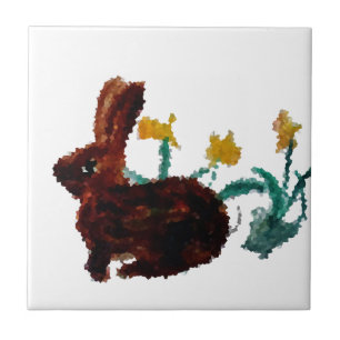 Azulejo Bunny Rabbit Daffodil Art Spring