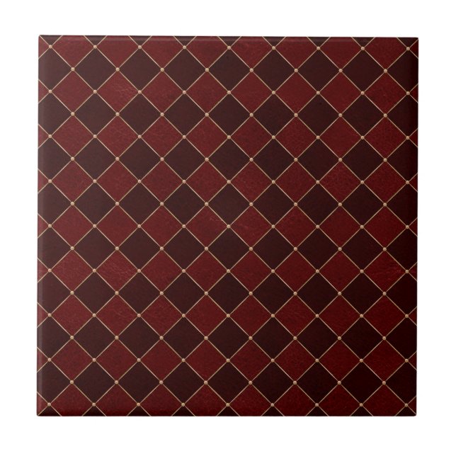 Azulejo Burgundy Harlequin Rhombuses Efecto Geométrico (Frente)