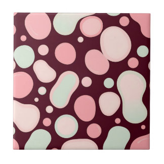 Azulejo Burgundy Pink Mint Organic Blob Pattern Abstract