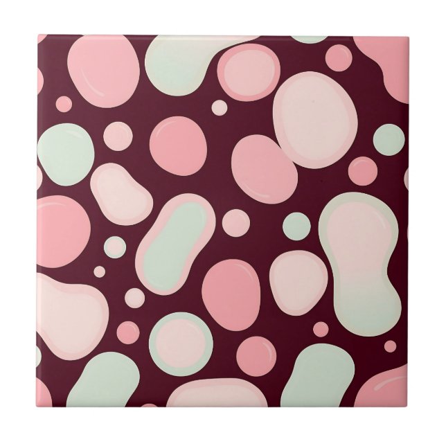 Azulejo Burgundy Pink Mint Organic Blob Pattern Abstract (Frente)