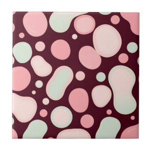 Azulejo Burgundy Rosa Menta Patrón de Blob Orgánico Abstra